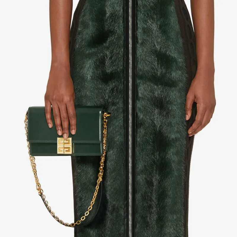 GIVENCHY 4G Box Smooth Cow Leather Shoulder Bag, Crossbody Bag Trumpets Women's Forest Green-4