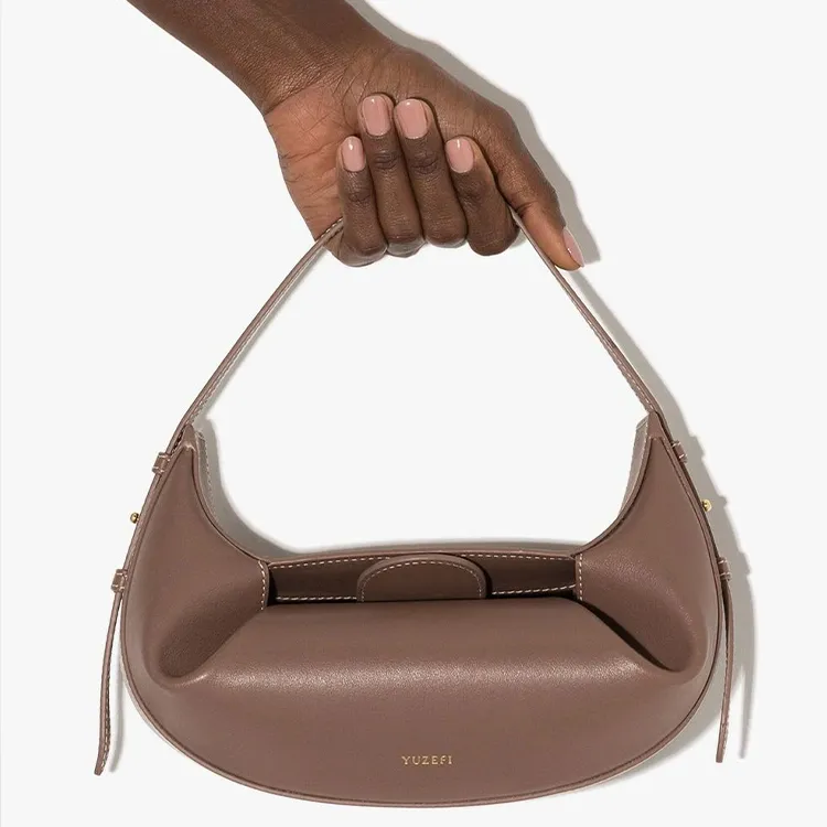 YUZEFI Leather Shoulder Bag Mini Women's Brown-2