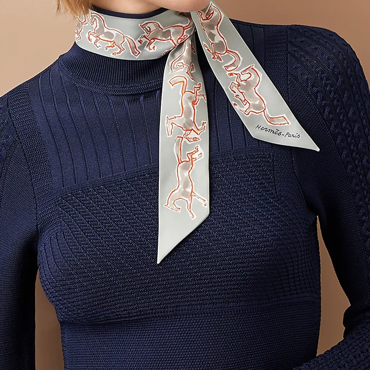 HERMES Silk Scarves Women's Light Green/Orange-1