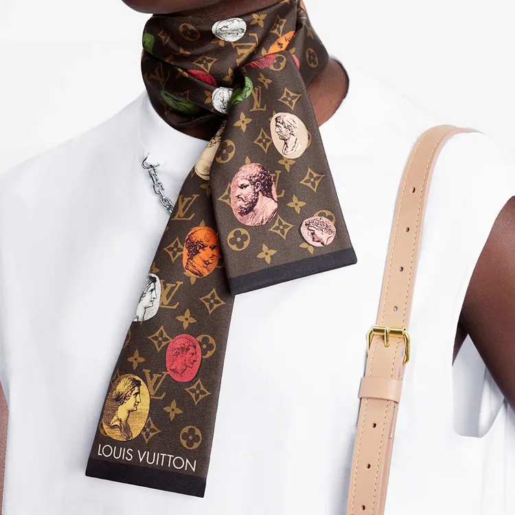 LOUIS VUITTON Monogram Silk Scarves Women's Brown-2
