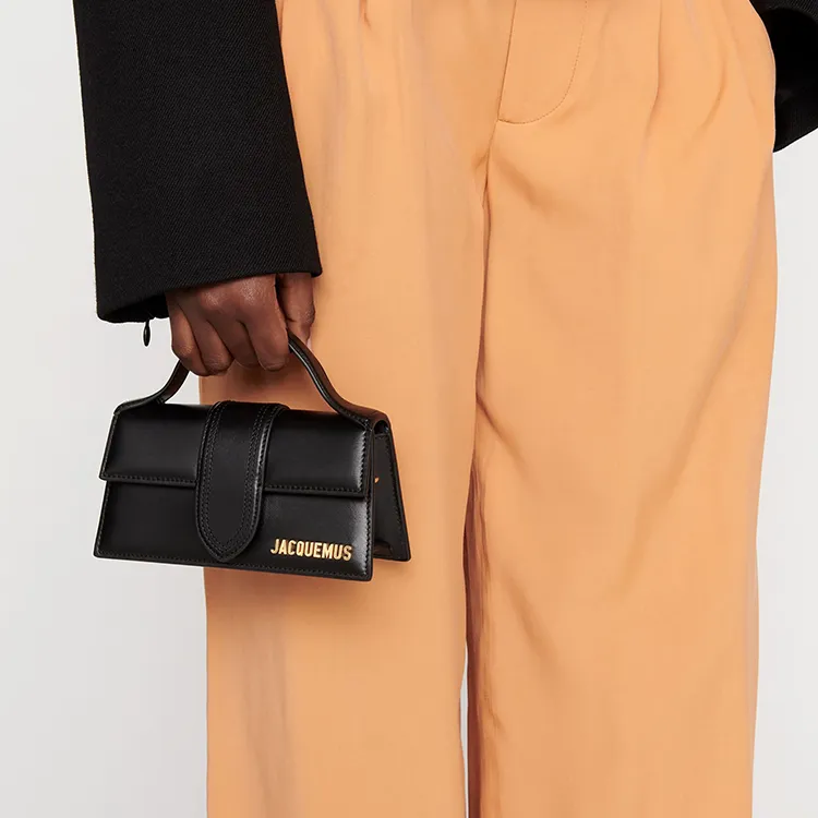 Jacquemus Leather Shoulder Bag, Crossbody Bag, Handbag Small Size Women's Black-6