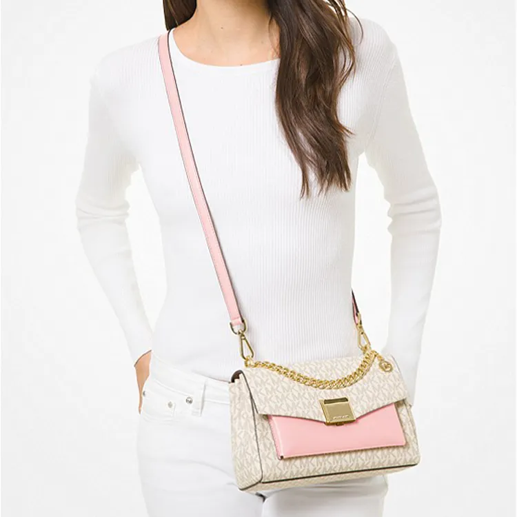 MICHAEL KORS Lita Polyester Crossbody Bag Shoulder Bag Medium Size Women's White Pink-4