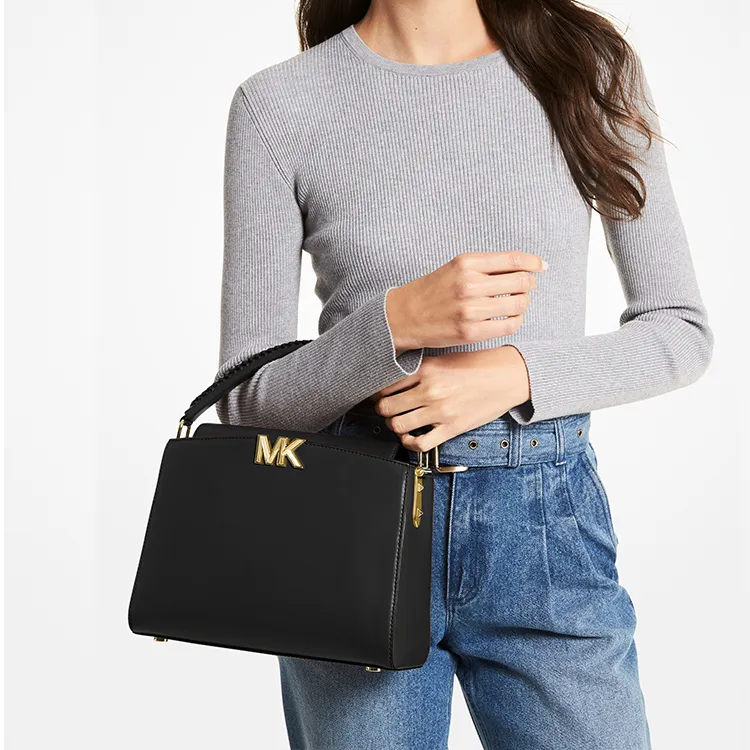 MICHAEL KORS Karlie Artificial Leather Shoulder Bag, Crossbody Bag, Handbag Medium Size Women's Black-4