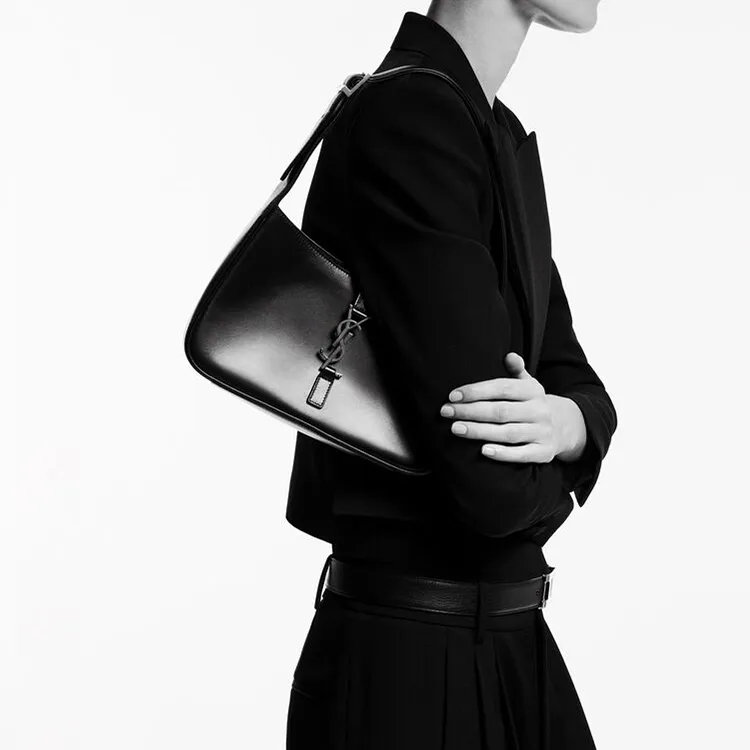 SAINT LAURENT LE5A7 Patent Leather, Cow Leather Shoulder Bag, Hobo Bag, Handbag, Shoulder Bag Women's Black-7
