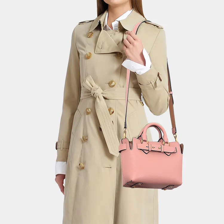 Burberry Cow Leather Tote Bag, Shopping Bag, Handbag Women's Pink Purple-2