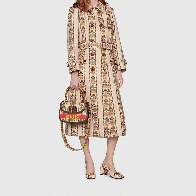 GUCCI Jacquard Fabric Shoulder Bag, Crossbody Bag, Handbag Medium Size Women's Ivory White/Brown-8