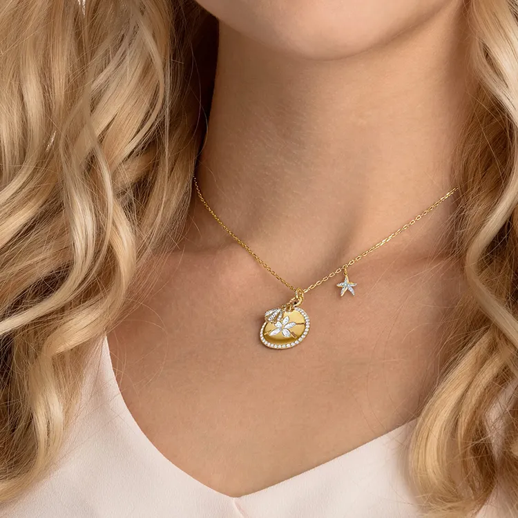 Swarovski Ocean Gold Plated Necklaces Women's-3