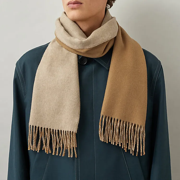 HERMES Cashmere Knit Scarves Unisex-4