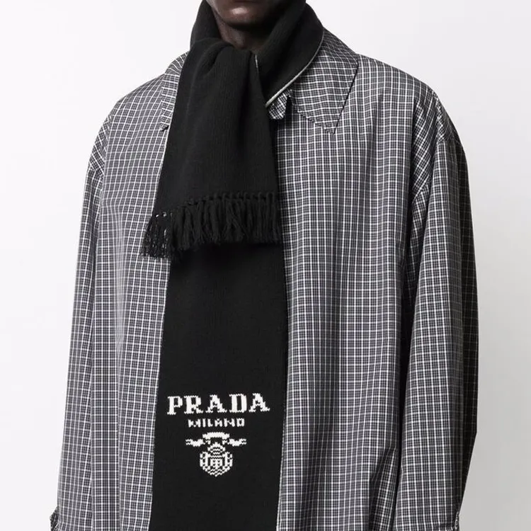 PRADA Knit Scarves Men Black-1
