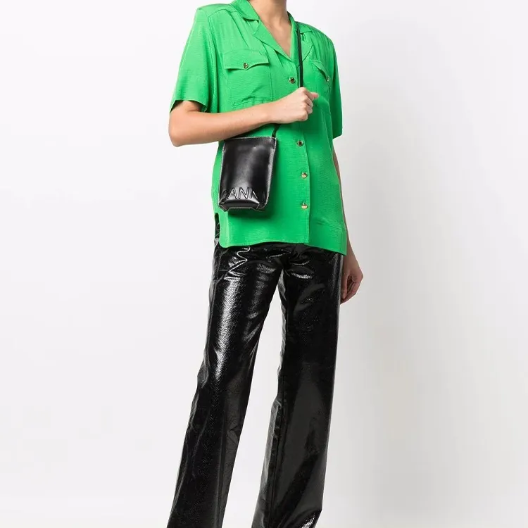 GANNI Logo Embossed Crossbody Bag-4