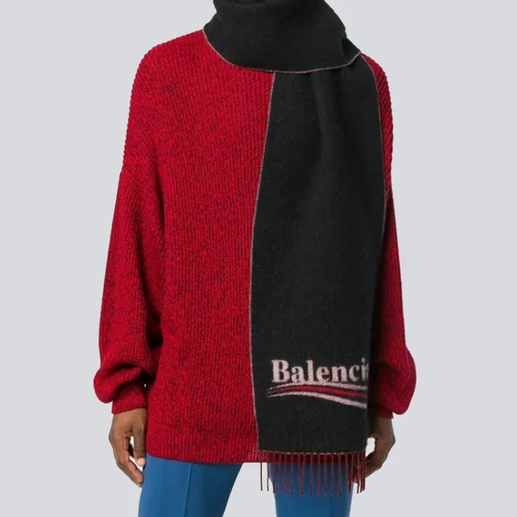 Balenciaga Knit Scarves Women's Black/Red-2