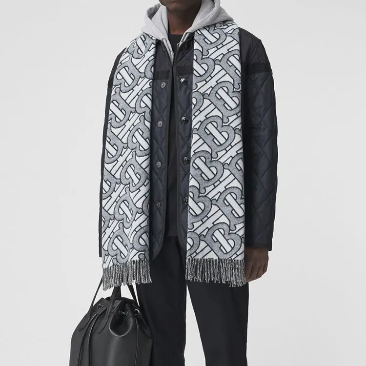 Burberry Knit Scarves Unisex Light Gray-4