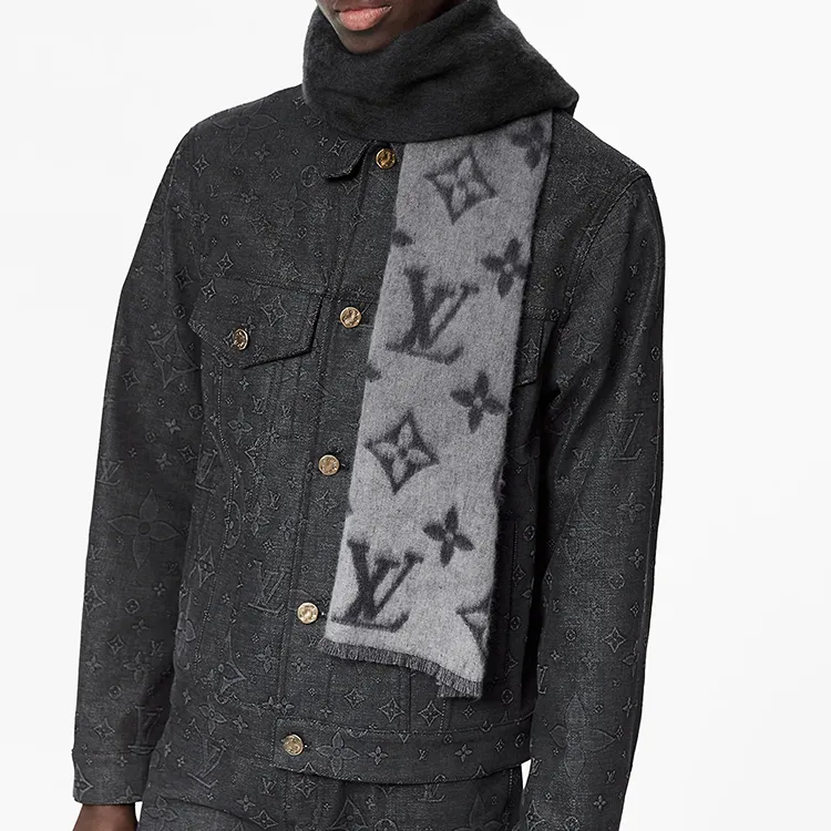LOUIS VUITTON Monogram Cashmere Knit Scarves Men's-3