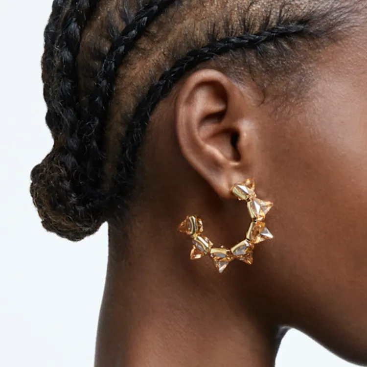Swarovski Matrix Earrings Women's Gold-2