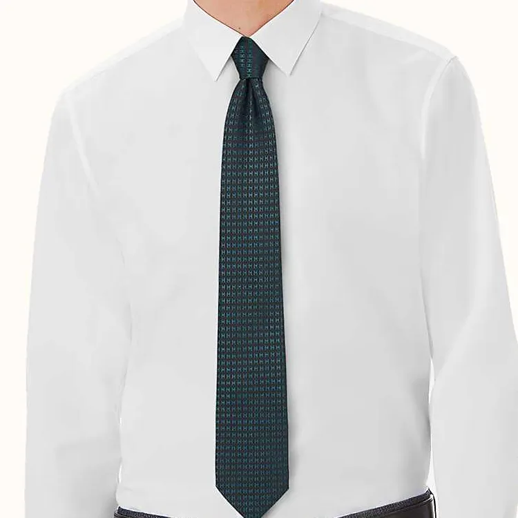 HERMES Faconnee H Bicolore Ties Men Green-1