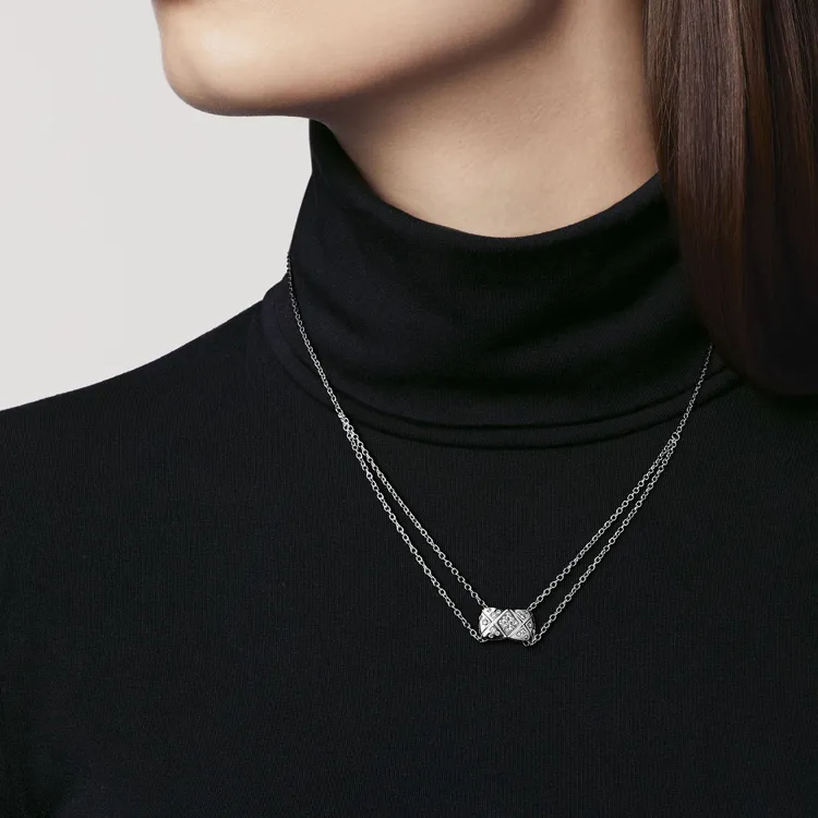 CHANEL 18K White Gold Necklaces Unisex-3