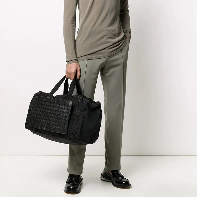Bottega Veneta Leather Travel Bag Men's Black-5