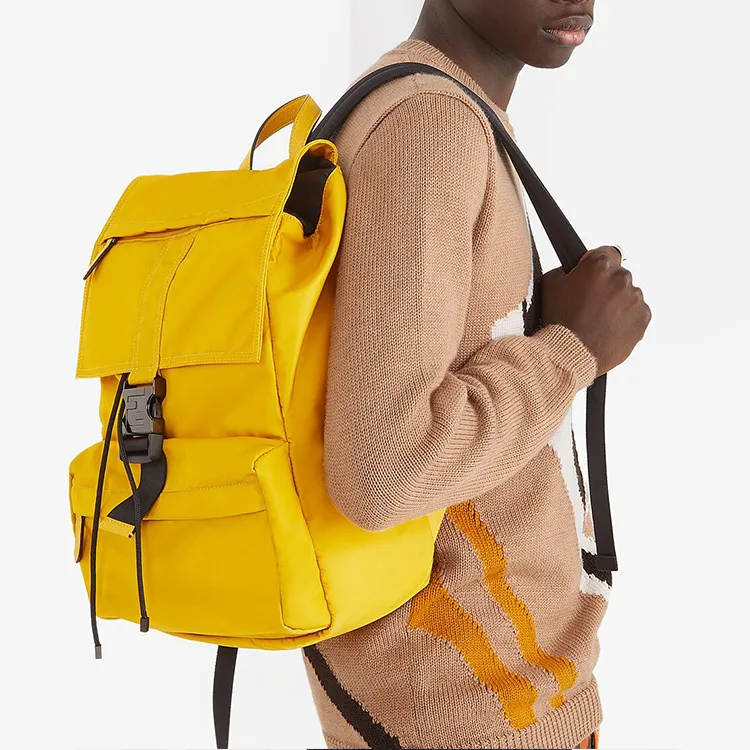 FENDI Fendiness Nylon Backpack Medium Size Men's Yellow-3