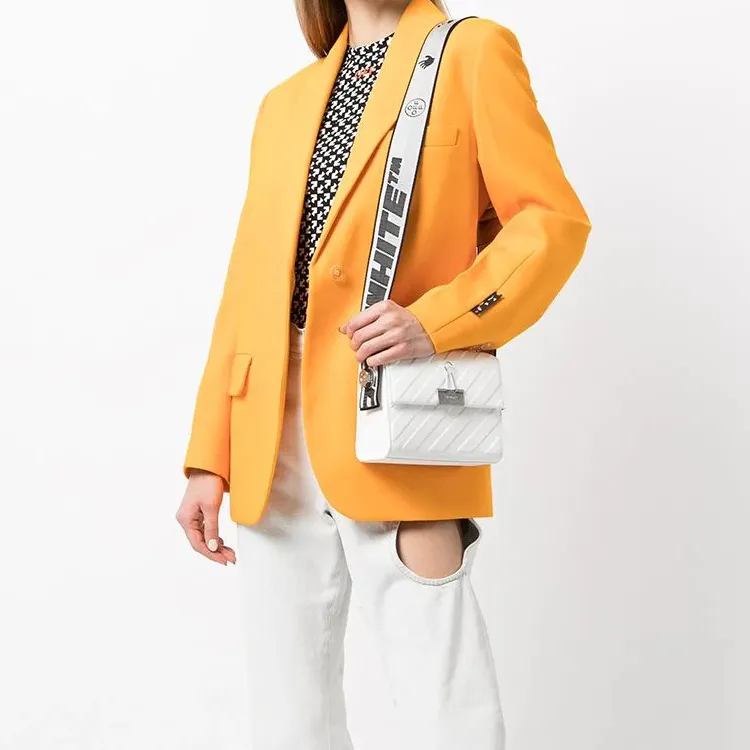 OFF WHITE Binder 18 Shoulder Bag SS22 Diag Embossed White Black-2