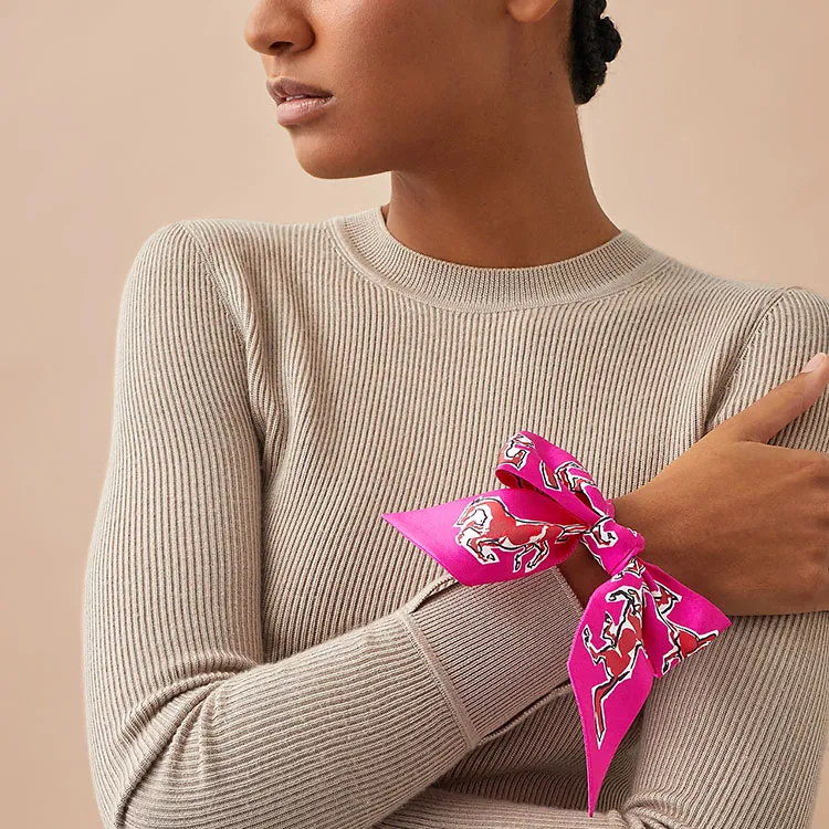 HERMES Silk Scarves Women's India Pink-1
