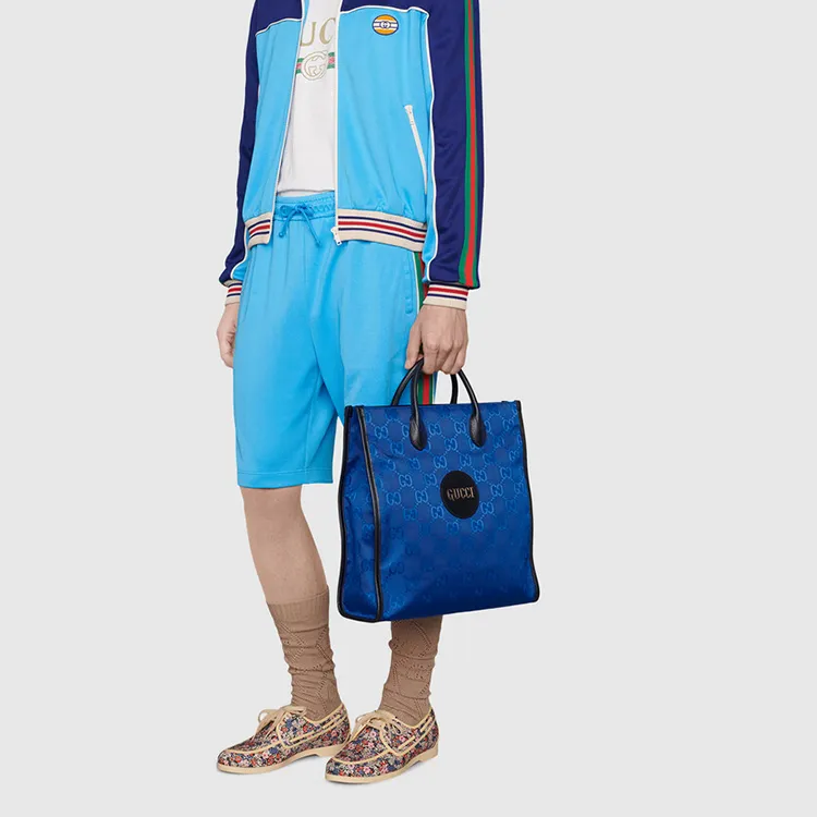 GUCCI Off The Grid Nylon Fabric Tote Bag, Shopping Bag, Handbag Unisex Blue-6