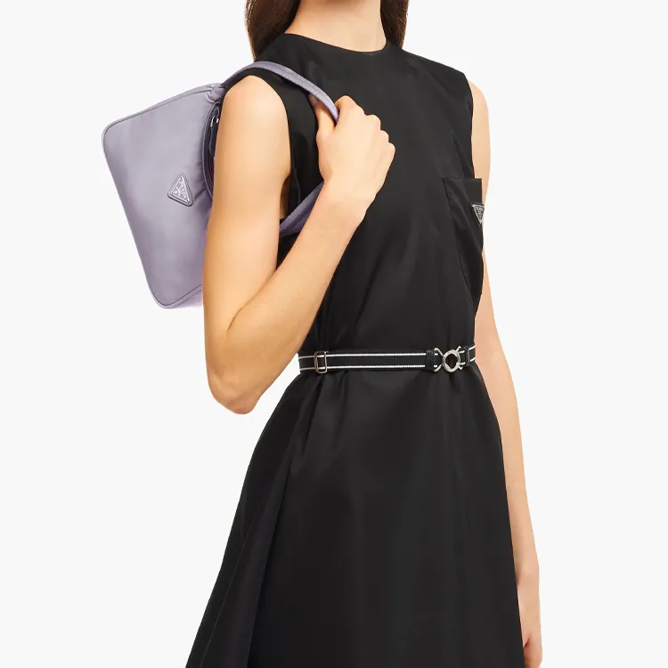 PRADA Re Edition Re Nylon Recycled Nylon Handbag, Crossbody Bag Mini Women's Wisteria Purple Color-3