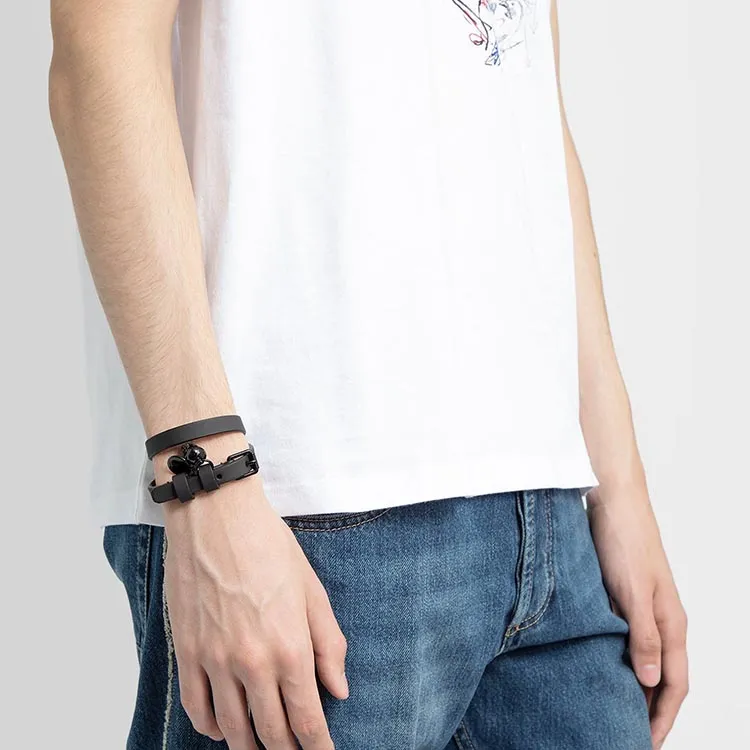 Alexander McQueen Skull Pendant Double Wrap Bracelet-3