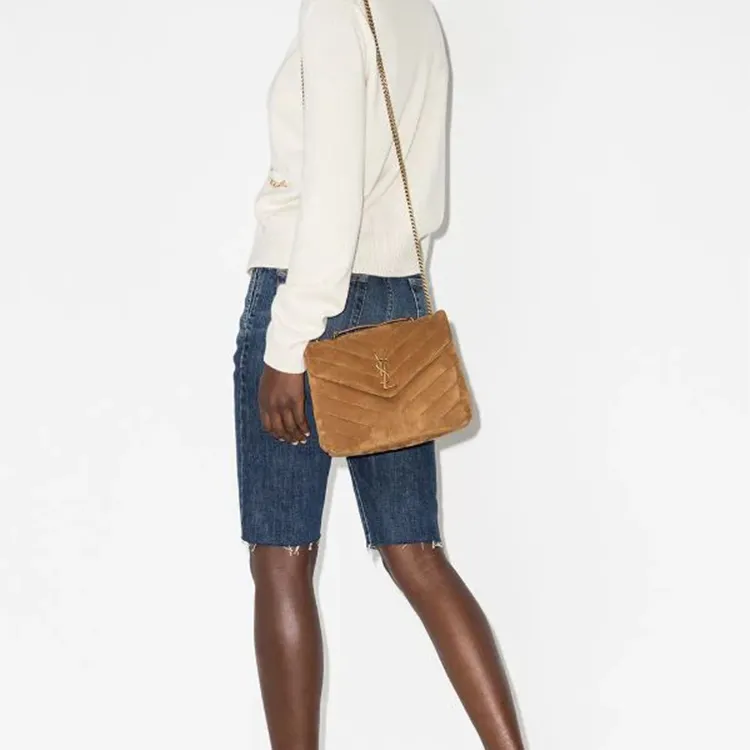 SAINT LAURENT LOULOU Quilted Suede Crossbody Bags Shoulder Bags Women's Cinnamon-5