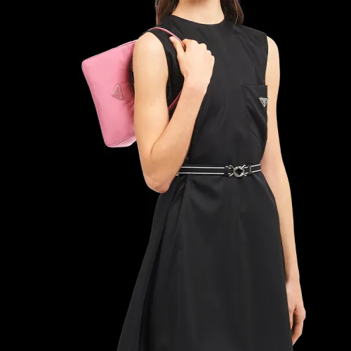 PRADA Hobo Nylon Shoulder Bag, Underarm Handbag, Shoulder Bag Mini Women's Pink