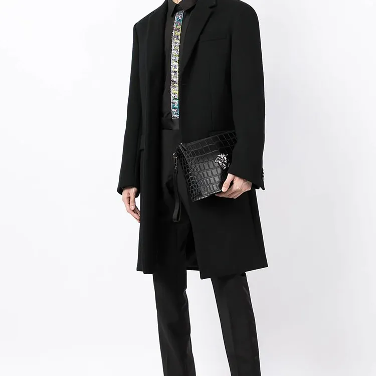 VERSACE Leather Clutch Men's Black-6