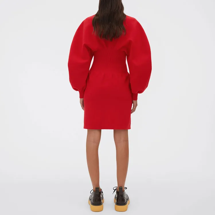 Bottega Veneta Long Sleeved Dress Women's Red-2