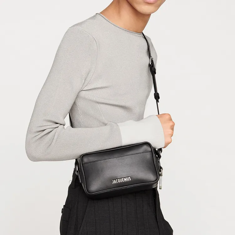 Jacquemus Leather Camera Bag Shoulder Bag Crossbody Bag Unisex Black-4
