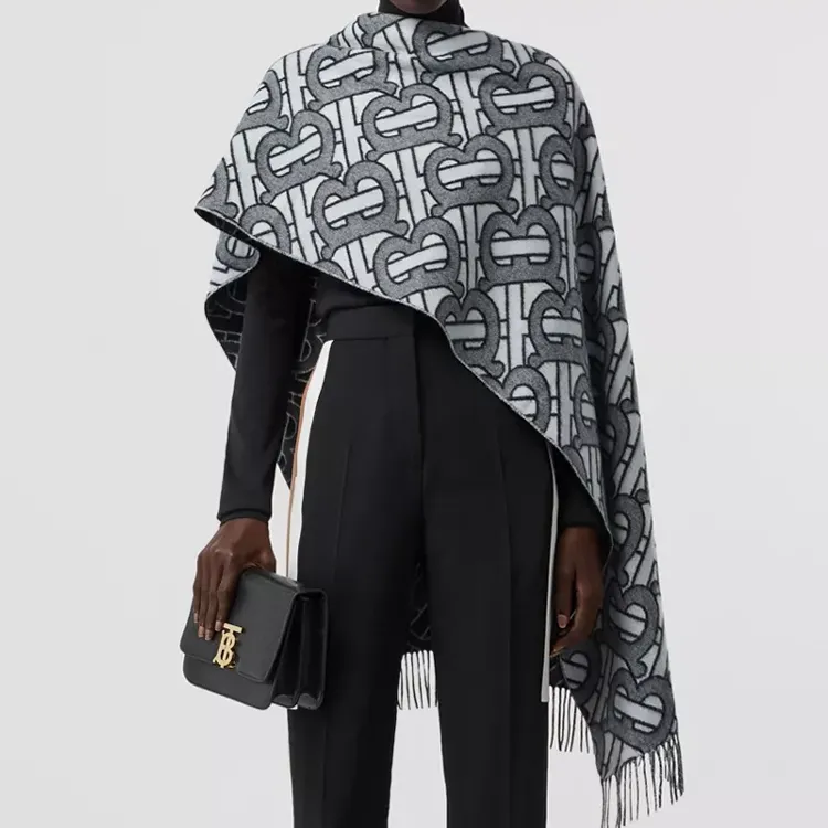 Burberry Knit Scarves Unisex Light Gray-3