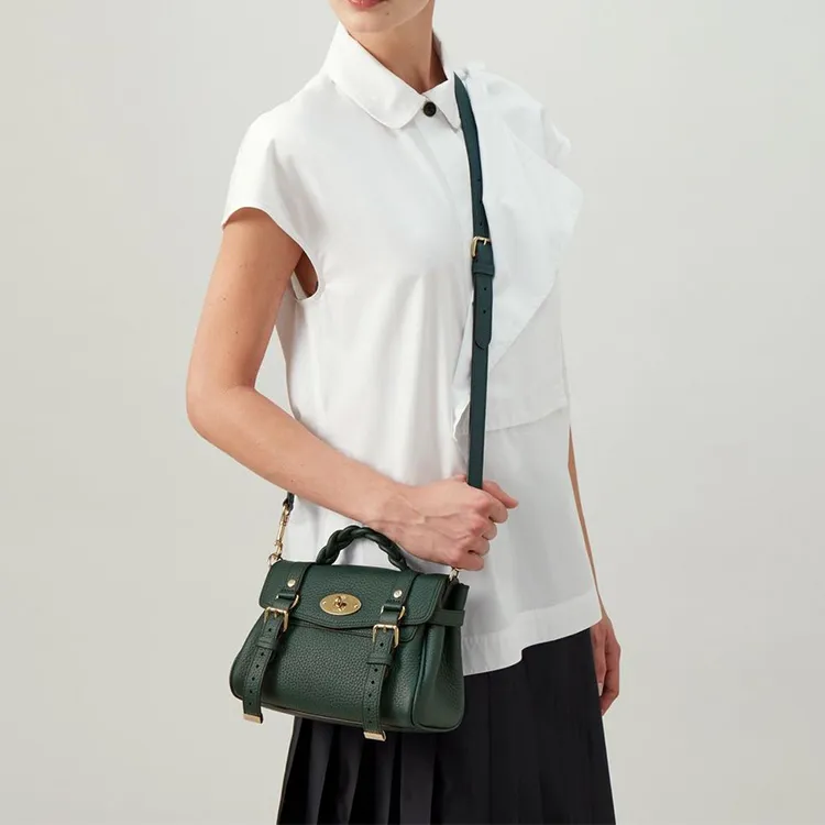 Mulberry Cow Leather Handbag Mini Women's Green-3