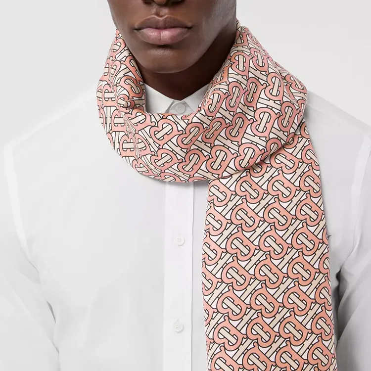 Burberry Silk Scarves Unisex Pink-3