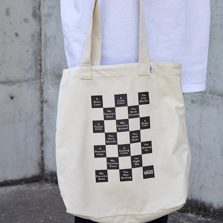 Vans Canvas Tote Bag Shopping Bag Handbag Canvas Bag Regular Unisex Ecru-4
