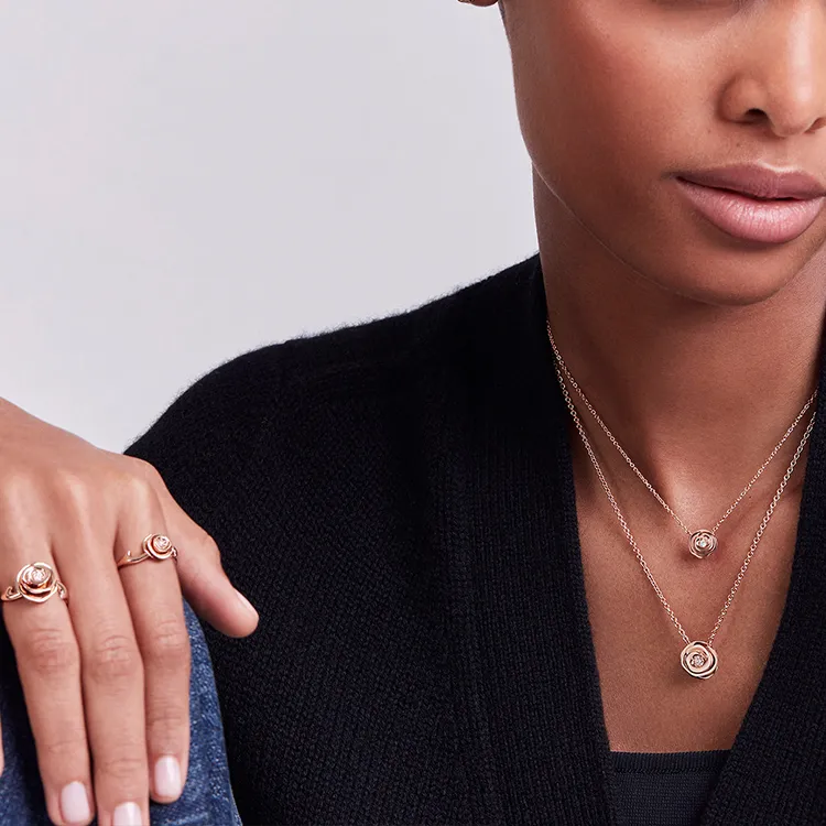 DIOR 18K Rose Gold Necklaces Women's-3