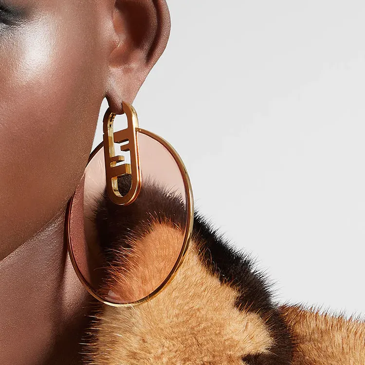 FENDI Earrings Women's Gold/Pink-1