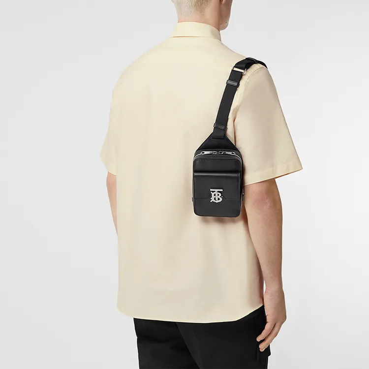 Burberry Leather Fanny Pack Sling Bag Crossbody Bag Shoulder Bag Men's Black-5