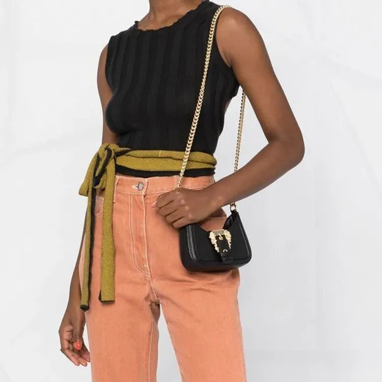 VERSACE JEANS COUTURE Polyester Polyurethane Resin Crossbody Bag, Shoulder Bag Women's Black-5