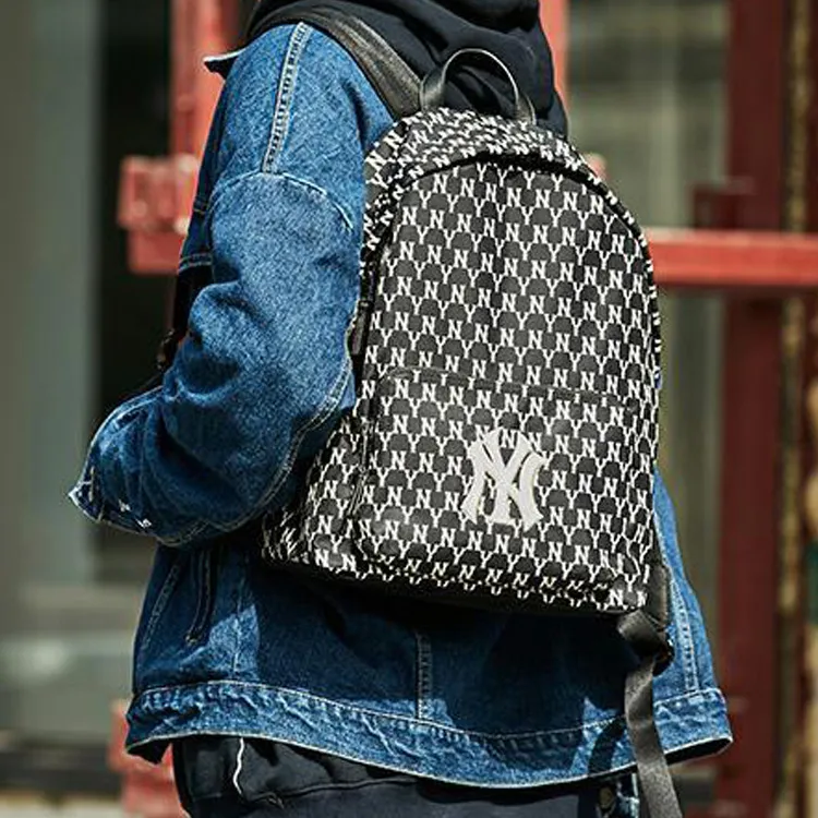 MLB Monogram Collection Polyester Backpack Regular Unisex Black-3