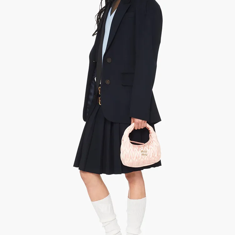 MIU MIU Matelassé Satin Leather Portable Crossbody Bag Shoulder Bag Women's Orchid Pink-4