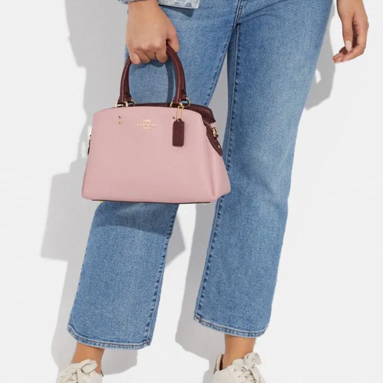 COACH Lillie Cross Stitch Leather Shoulder Bag Crossbody Bag Handbag Mini Women's Pink-4