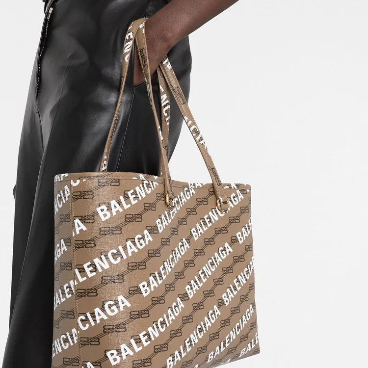 Balenciaga Canvas Tote Bag, Shopping Bag, Shoulder Bag, Handbag Medium Size Women's Brown-5