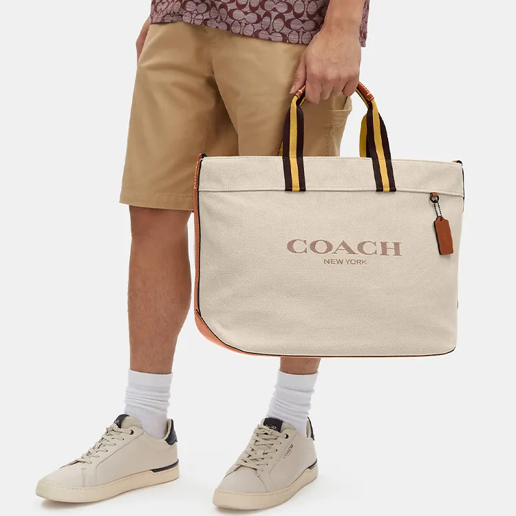 COACH Canvas With Leather Canvas Bag, Tote Bag, Shopping Bag, Handbag Tubas Women's Beige-4