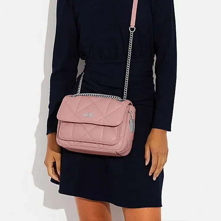 COACH Klare Sheepskin Cow Leather Patchwork Cloud Bag Shoulder Bag Crossbody Bag Medium Size Women's Pink-4