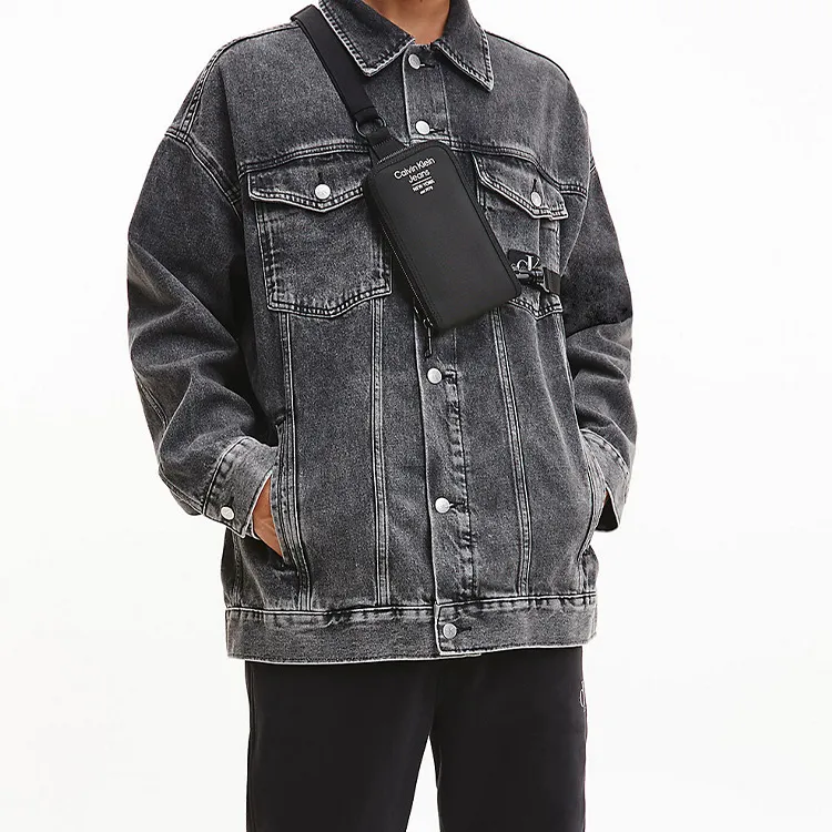 CALVIN KLEIN Recycled Polyester One Shoulder Crossbody Cell Phone Pouch Men's Black-3