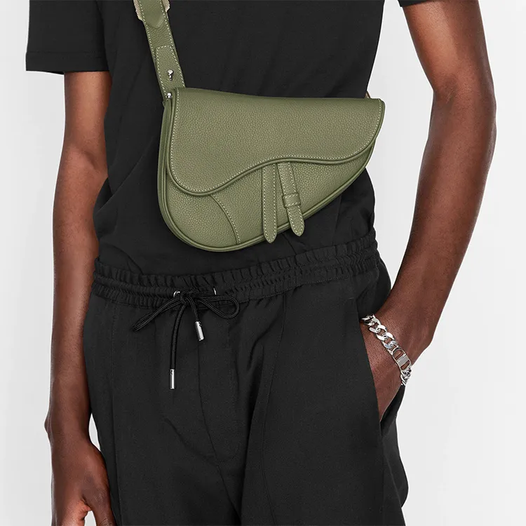 DIOR Saddle Grained Calfskin Saddle Bag Shoulder Bag Crossbody Bag Men's Avocado Green-7