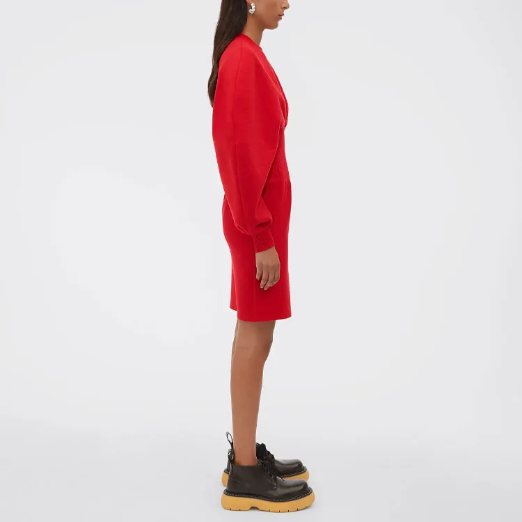 Bottega Veneta Long Sleeved Dress Women's Red-3