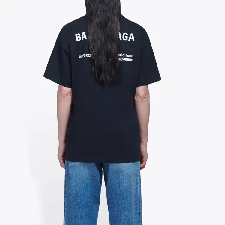 Balenciaga Drop Shoulder Sleeve T Shirt Women's Black-3